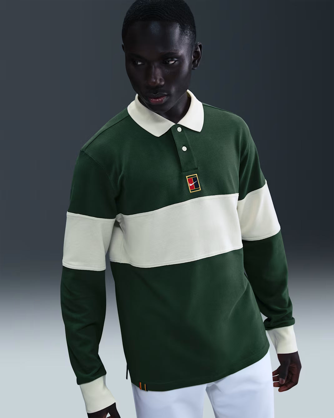 Nike Men's NikeCourt Heritage Long Sleeve Polo - Fir - HQ1748-323