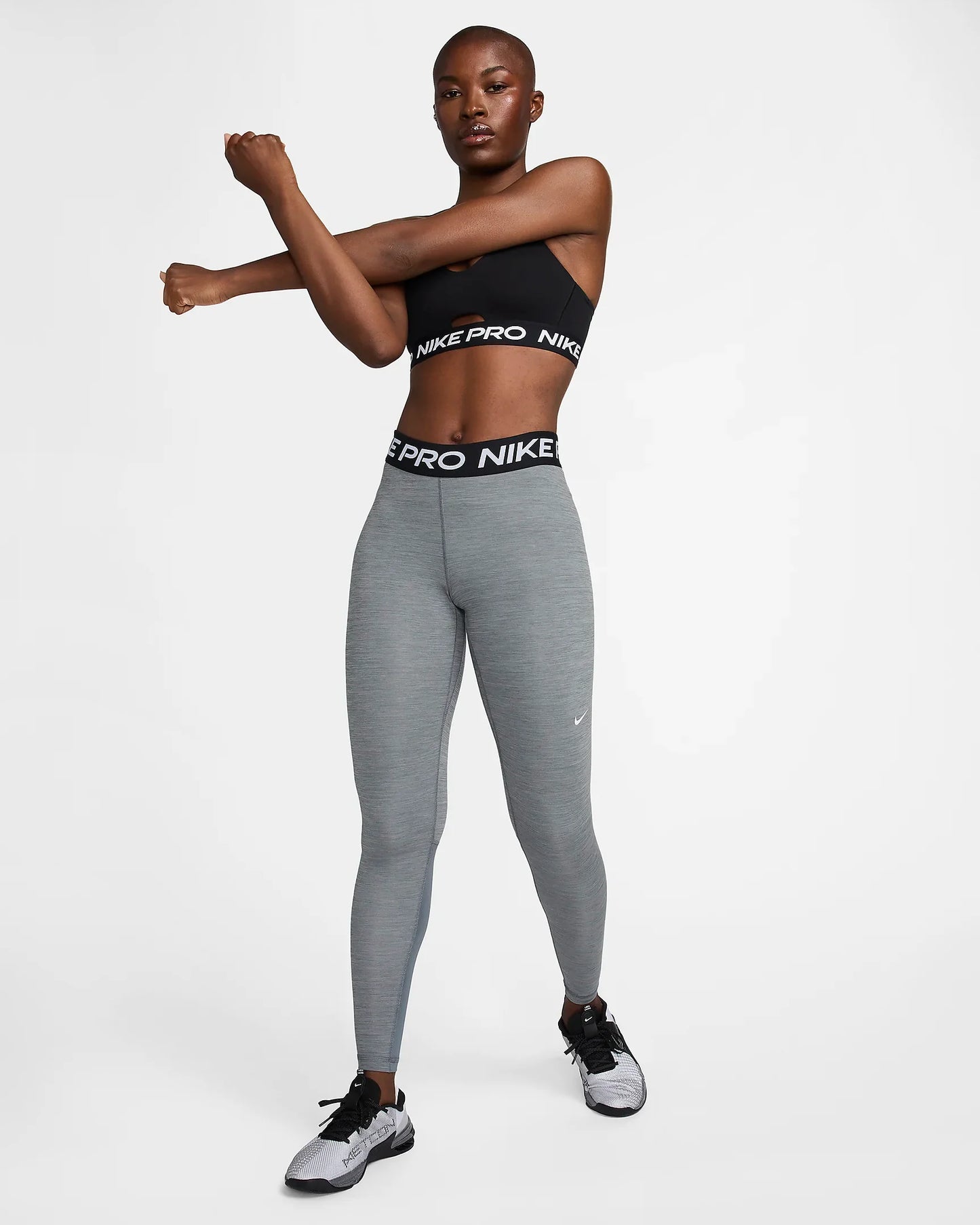 Nike Pro Leggings - Smoke Grey Htr Black White - CZ9779-084