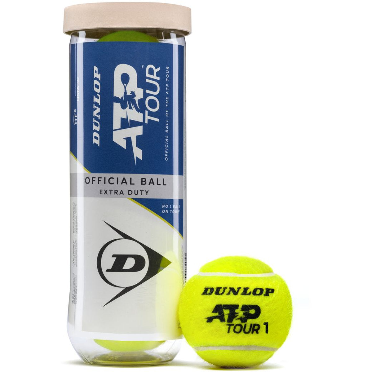 Dunlop ATP Tour Extra Duty tennis ball can with ball