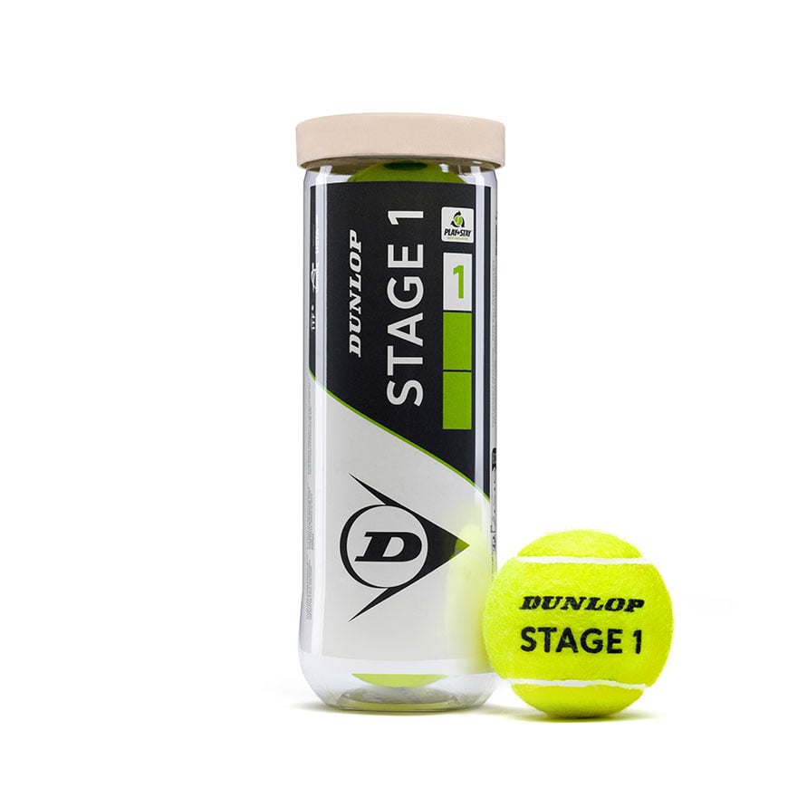 Dunlop Stage 1 Green tennis ball can with ball