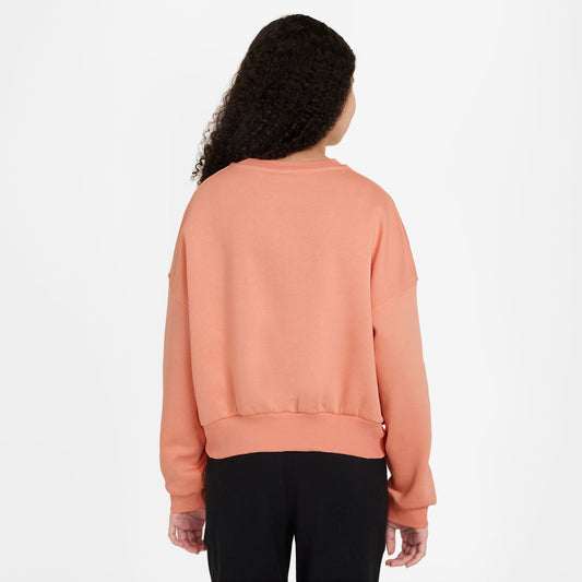Nike Sportswear Club Fleece Girls' Boxy Crew-Neck Sweatshirt - Apricot Agate White - FZ9244-844