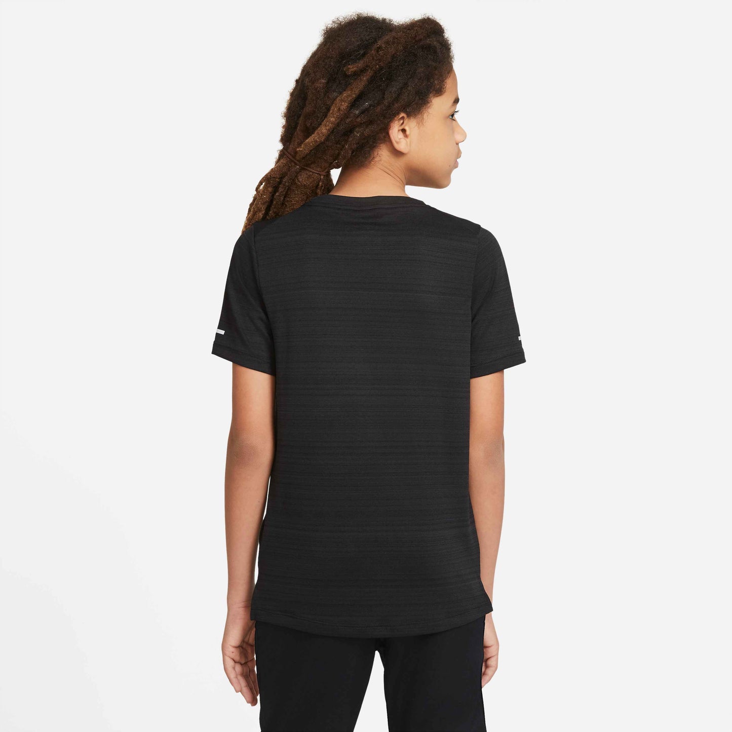 Nike Boy's Dri-FIT Short Sleeve Miler Top - Black - DD3055-010