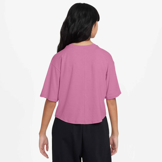 Nike Girl's Dri-FIT One Loose Short Sleeve Top - Magic Flamingo White - FZ5602-646