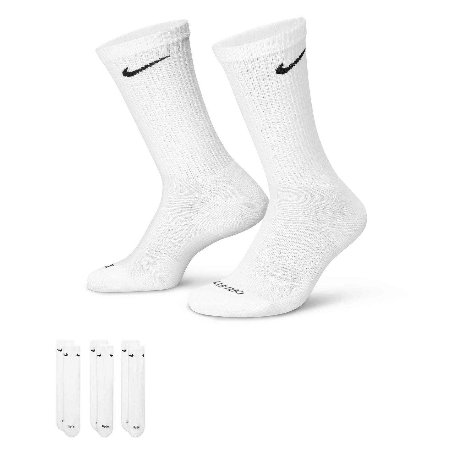 Nike Everyday Plus Cushioned Training Crew Socks (3 Pairs) - White - SX6888-100