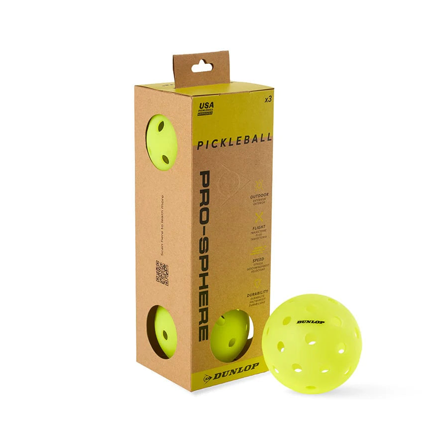 Dunlop Pro-Sphere Outdoor Pickleball Ball (Yellow) - 3 pack
