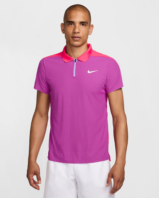Nike Men's Slam Dri-FIT Advantage Slam Ultimate Tennis Polo - Hot Fuchsia Aster Pink White - FQ2015-518