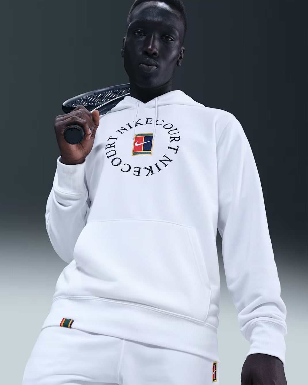 Nike Men's NikeCourt Dri-FIT Heritage Fleece Pull-Over Hoodie - White - HM6759-100