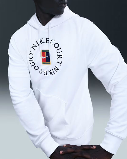 Nike Men's NikeCourt Dri-FIT Heritage Fleece Pull-Over Hoodie - White - HM6759-100