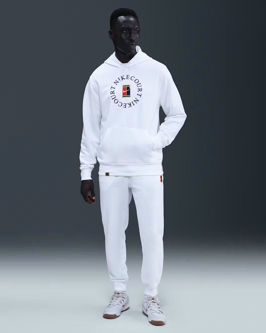 Nike Men's NikeCourt Dri-FIT Heritage Fleece Pull-Over Hoodie - White - HM6759-100