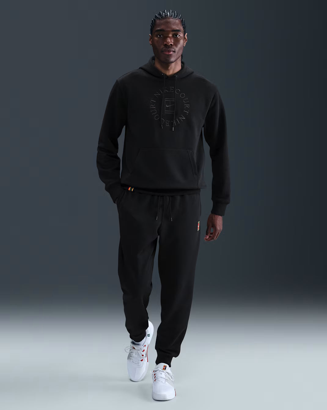 Nike Men's NikeCourt Dri-FIT Heritage Fleece Pull-Over Hoodie - Black - HM6759-010