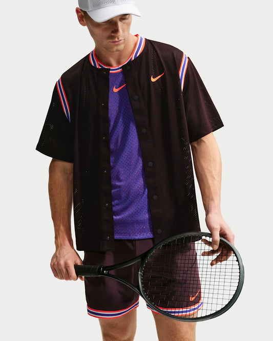 NikeCourt Men's Dri-FIT Slam Short Sleeve Button Up New York - Burgundy Ash - IM6611-647