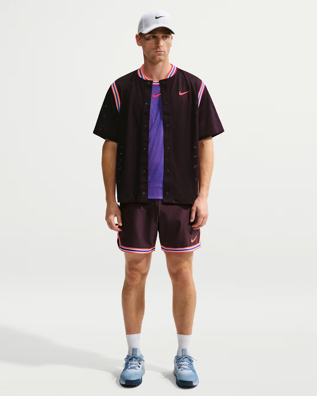 NikeCourt Men's Dri-FIT Slam Short Sleeve Button Up New York - Burgundy Ash - IM6611-647