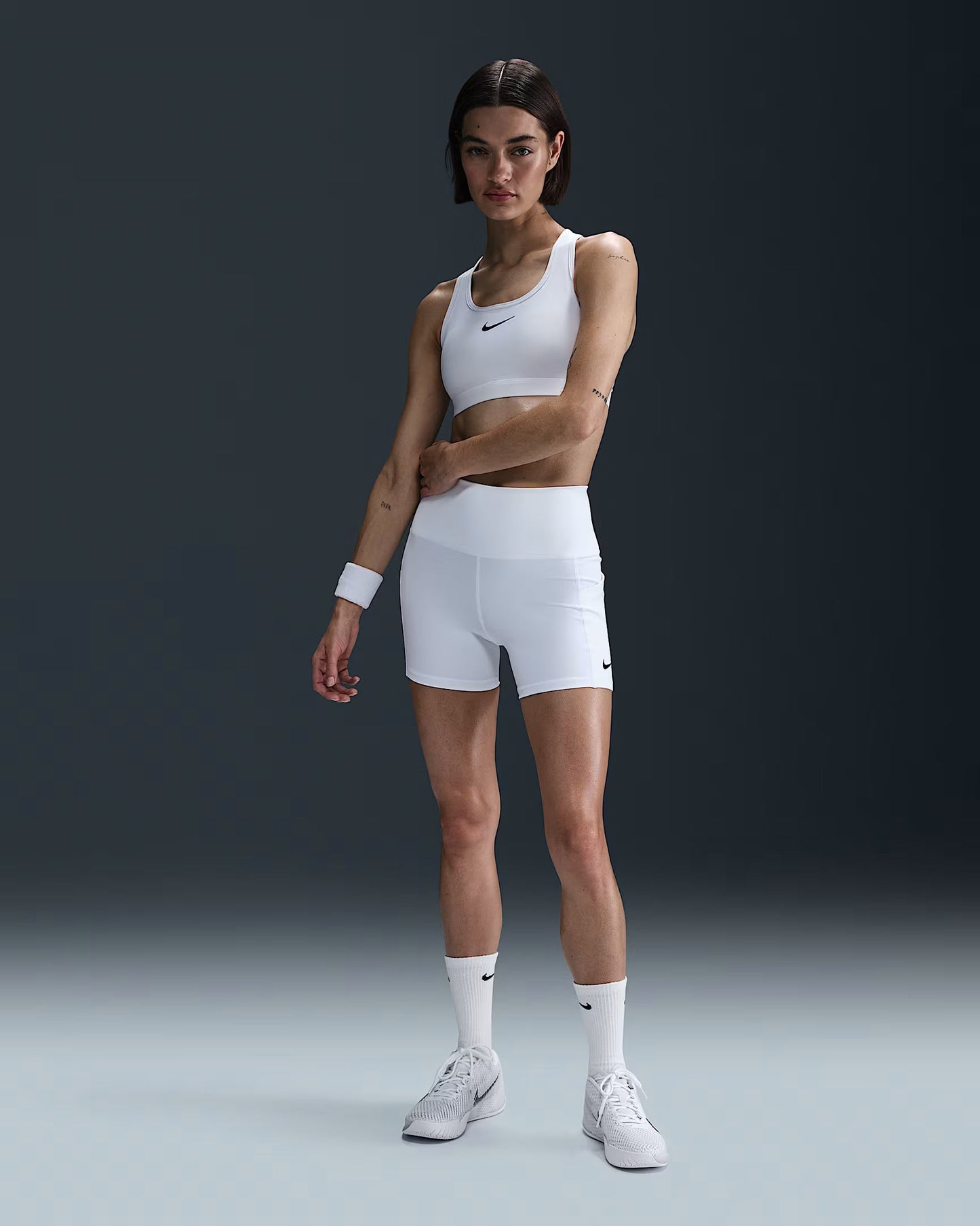 NikeCourt Women's Tennis Shorts - White Black - FZ6677-101