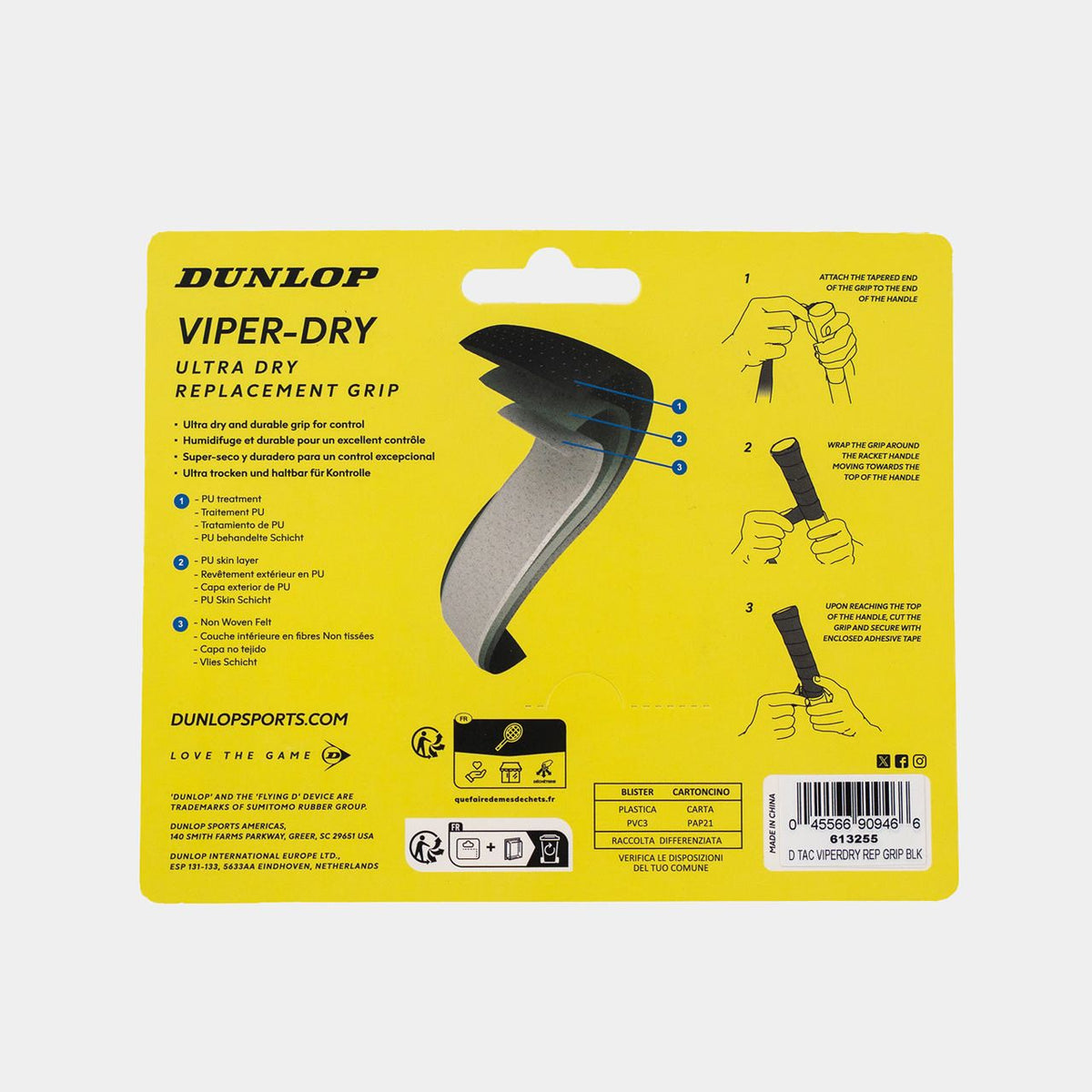 Dunlop Viper-Dry black replacement grip back