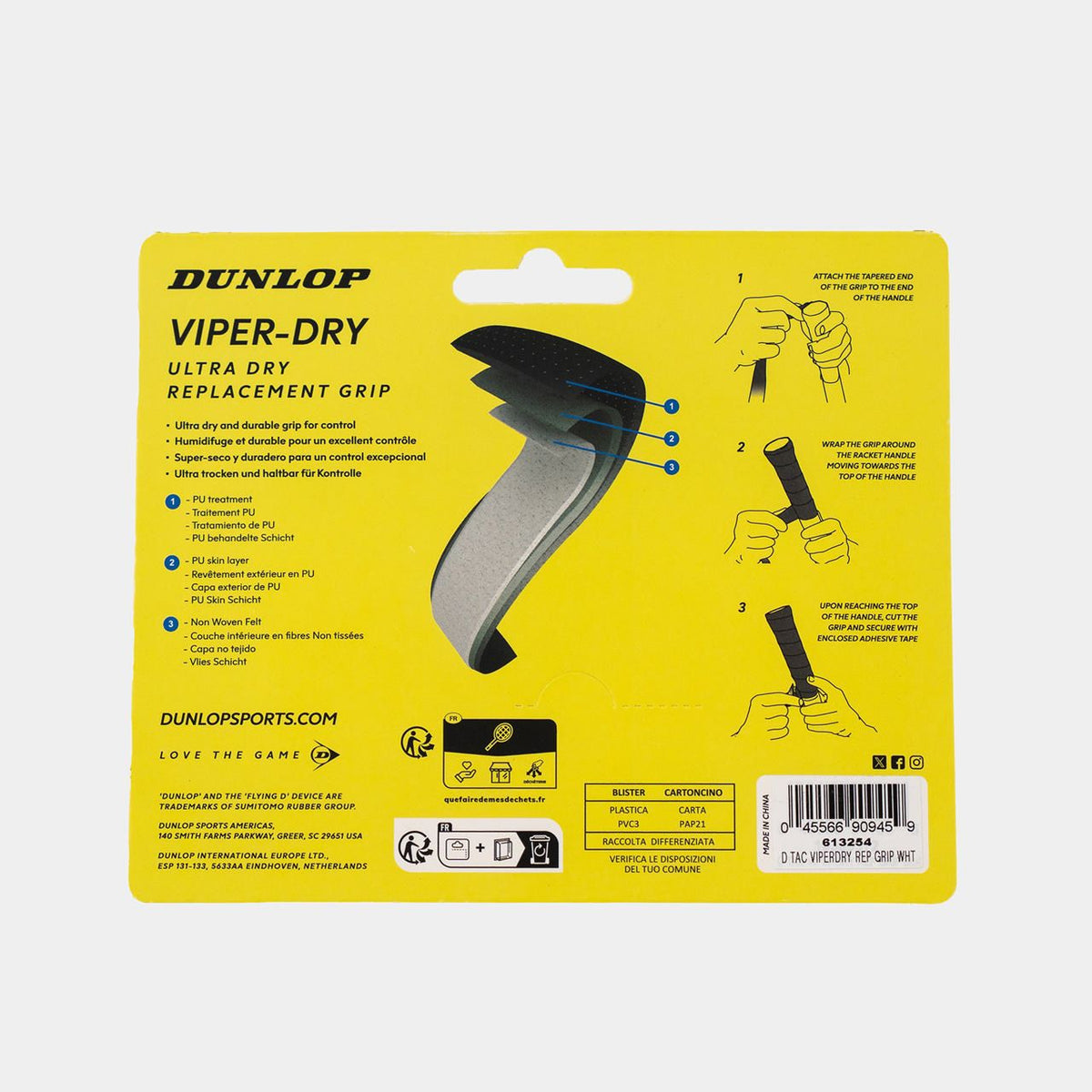 Dunlop Viper-Dry white replacement grip back