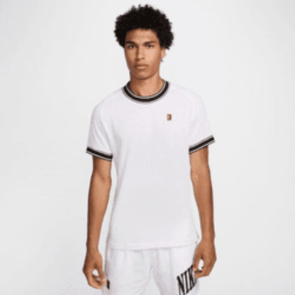NikeCourt Heritage Men's Short-Sleeve Tennis Top - White Black - FN0318-101