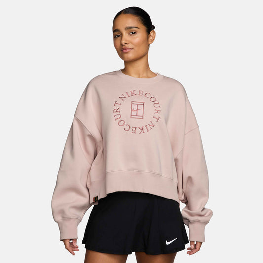 NikeCourt Heritage Phoenix Fleece Women's Over-Sized Crew-Neck Sweatshirt - Silt Red Red Stardust - HJ8988-667