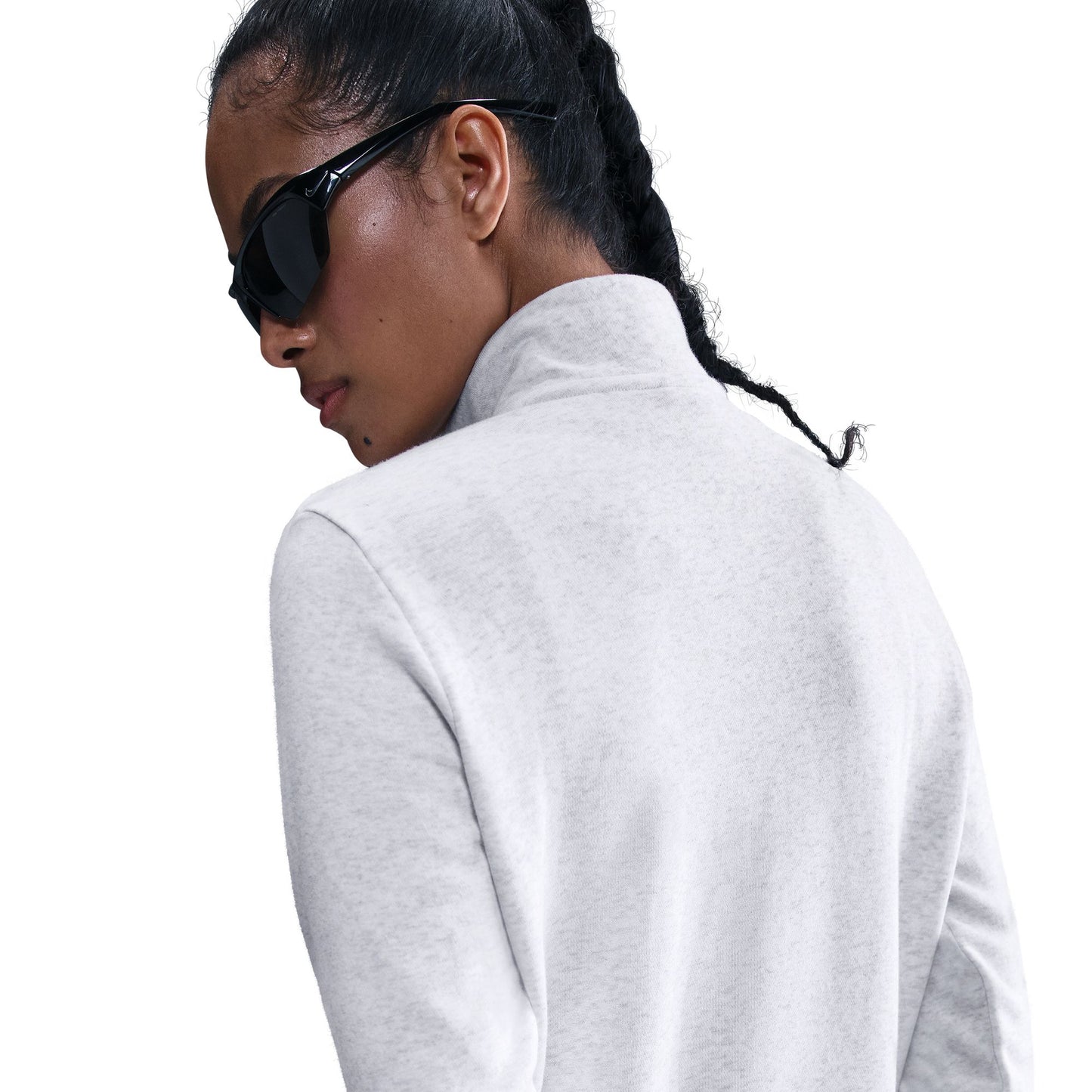 Nike Women's Sportswear Club Fleece Quater Zip - Birch Heather Black - DQ5838-051