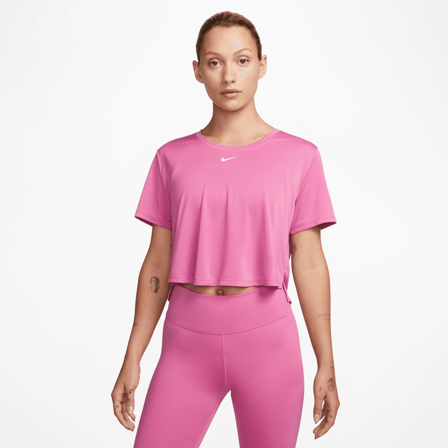 Nike Dri-FIT One Women's Standard Fit Short-Sleeve Cropped Top - Cosmic Fuchsia White - DD4954-665