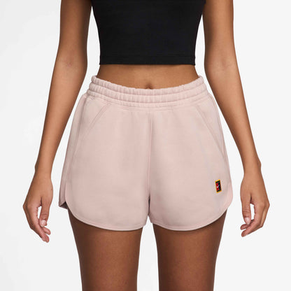 NikeCourt Heritage Women's Mid-Rise Fleece Tennis Shorts - Silt Red - HJ8990-667