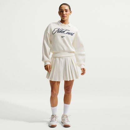 Nike Women's NikeCourt Crt Cltn Flc Crew - Sail - IB0757-133