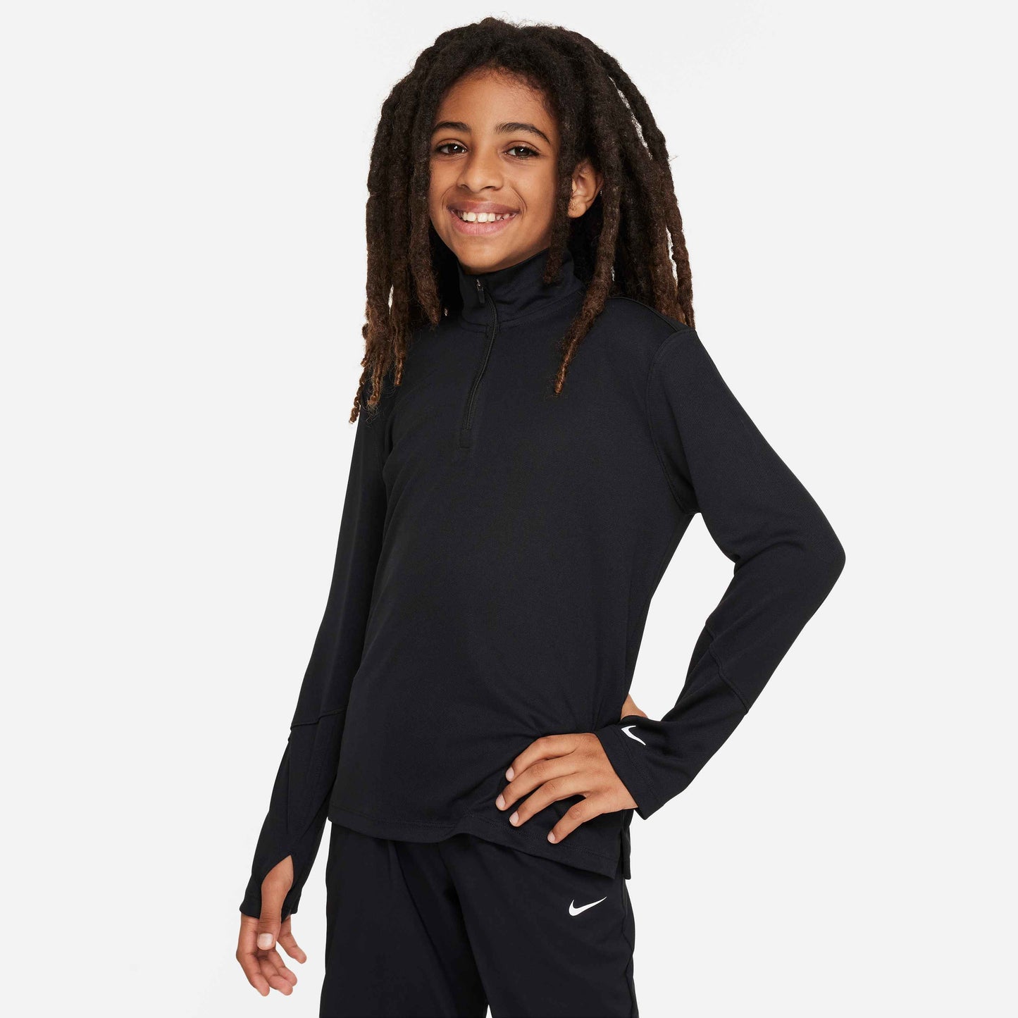 Nike Boy's Dri-FIT UV Multi Long Sleeve Half Zip Top - Black - FN8375-010