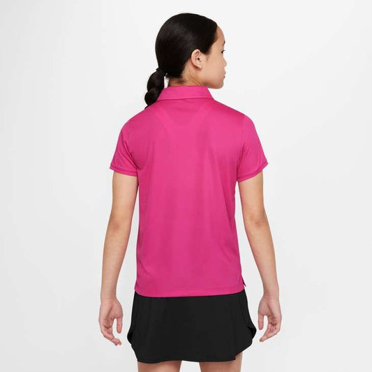 Nike Girl's Dri-FIT Victory Short Sleeve Solid Polo - Active Pink White - DN1967-621