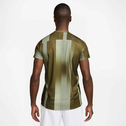 Nike Men's NikeCourt Dri-FIT Victory Top Print - Olive - HM6505-368