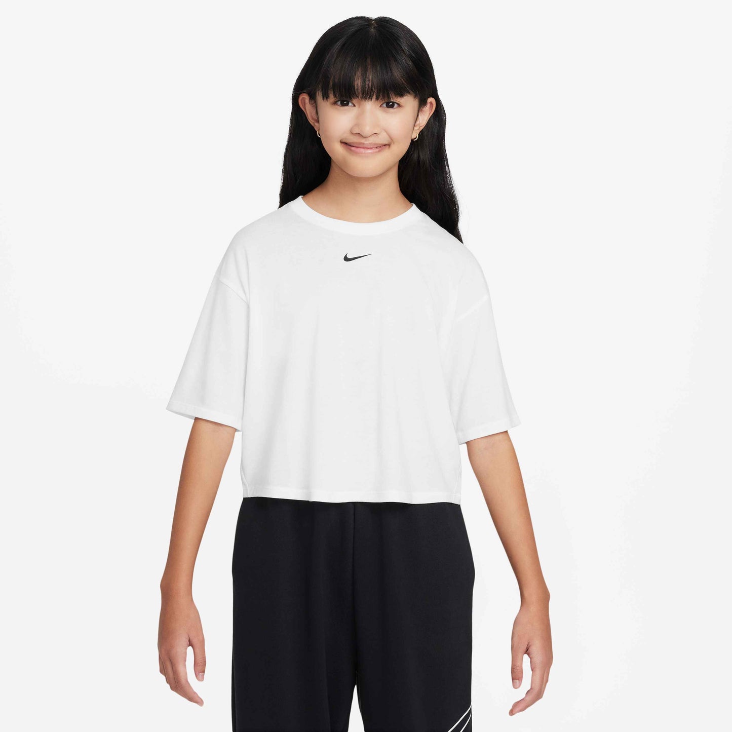 Nike Girl's Dri-FIT One Loose Short Sleeve Top - White - FZ5602-100