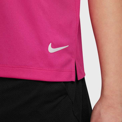 Nike Girl's Dri-FIT Victory Short Sleeve Solid Polo - Active Pink White - DN1967-621