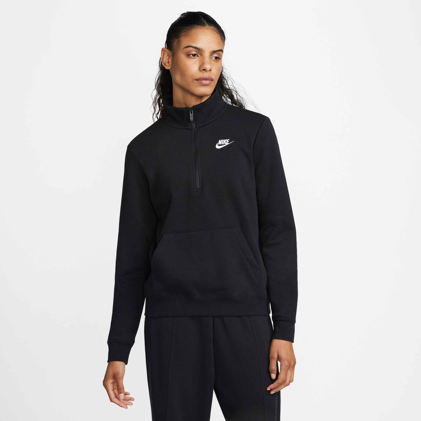 Nike Women's Sportswear Club Fleece Quater Zip - Black - DQ5838-010