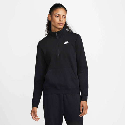 Nike Women's Sportswear Club Fleece Quater Zip - Black - DQ5838-010