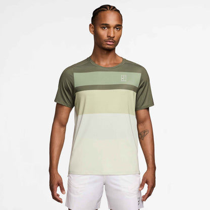 Nike Men's NikeCourt Dri-FIT Advantage Top Print - Medium Olive/White - FZ9845-222