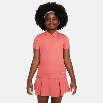 Nike Girl's Dri-FIT Victory Short Sleeve Solid Polo - Adobe White - DN1967-655