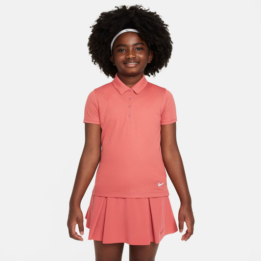 Nike Girl's Dri-FIT Victory Short Sleeve Solid Polo - Adobe White - DN1967-655