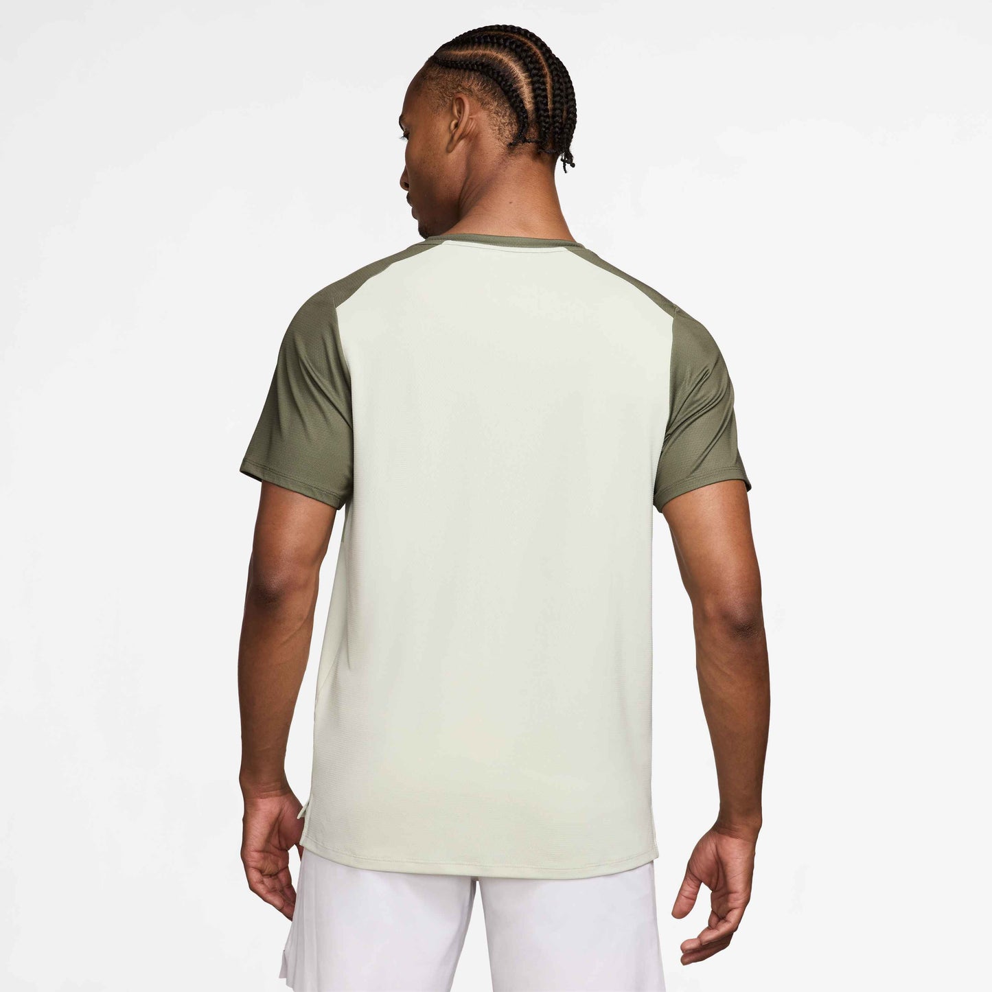 Nike Men's NikeCourt Dri-FIT Advantage Top Print - Medium Olive/White - FZ9845-222