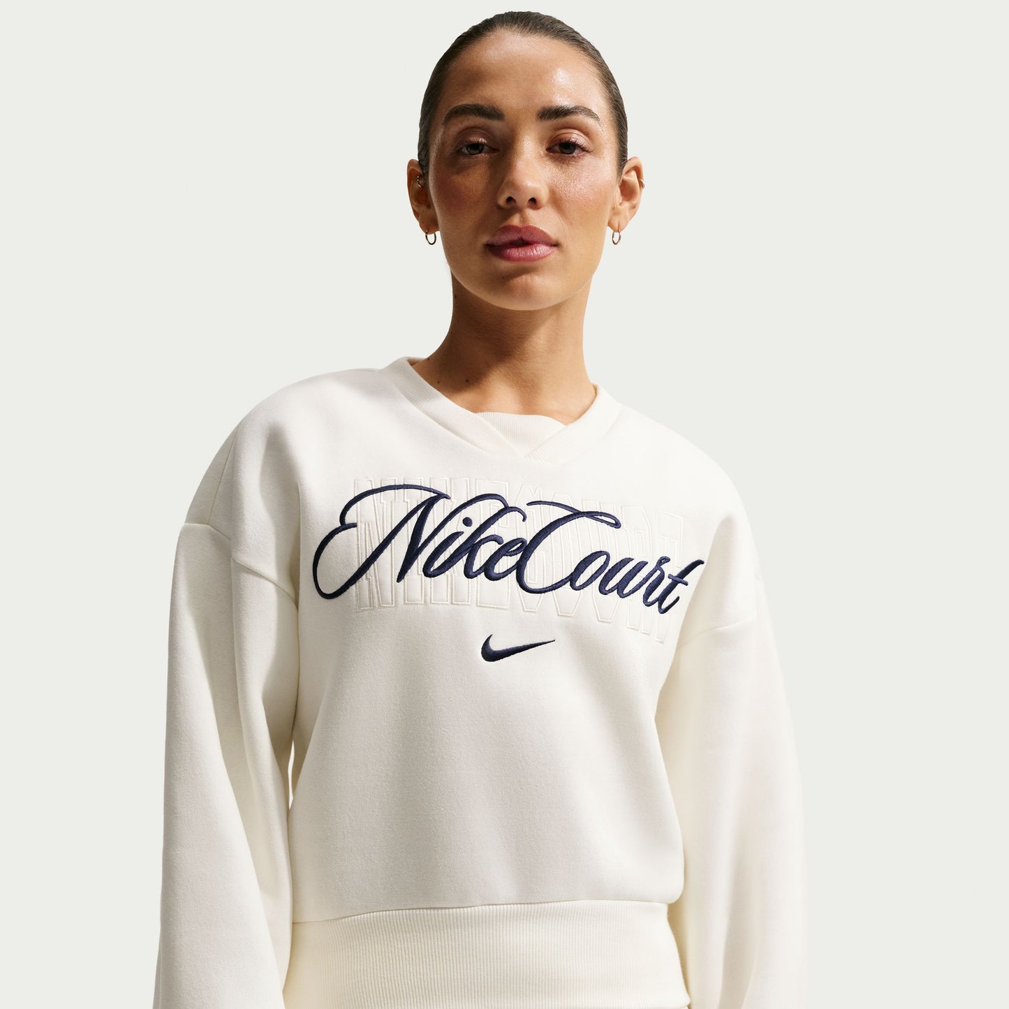 Nike Women's NikeCourt Crt Cltn Flc Crew - Sail - IB0757-133