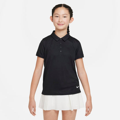 Nike Girl's Dri-FIT Victory Short Sleeve Solid Polo - Black - DN1967-010
