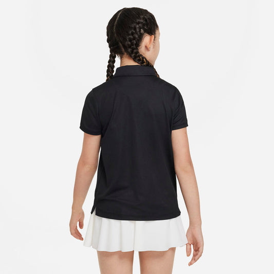Nike Girl's Dri-FIT Victory Short Sleeve Solid Polo - Black - DN1967-010