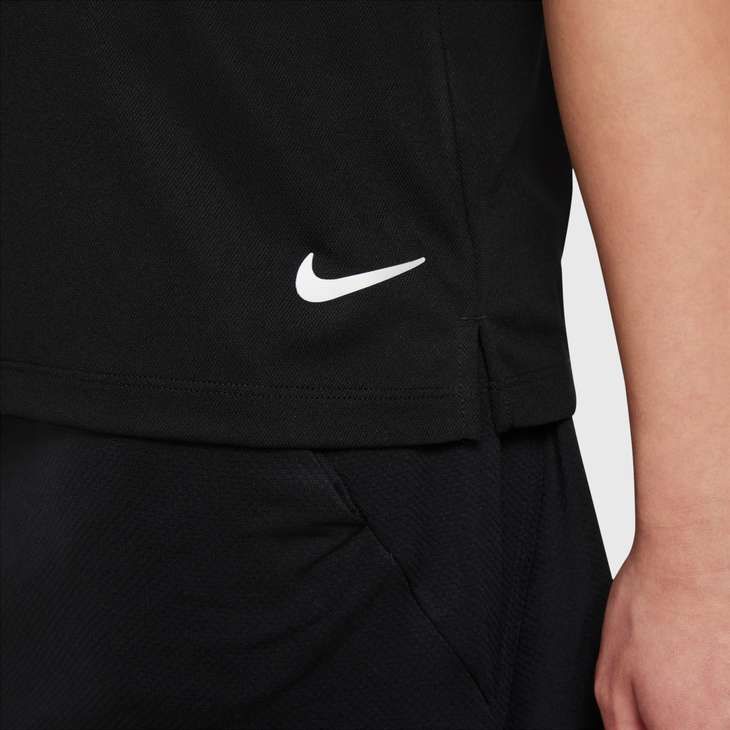 Nike Girl's Dri-FIT Victory Short Sleeve Solid Polo - Black - DN1967-010