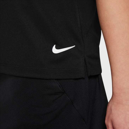 Nike Girl's Dri-FIT Victory Short Sleeve Solid Polo - Black - DN1967-010