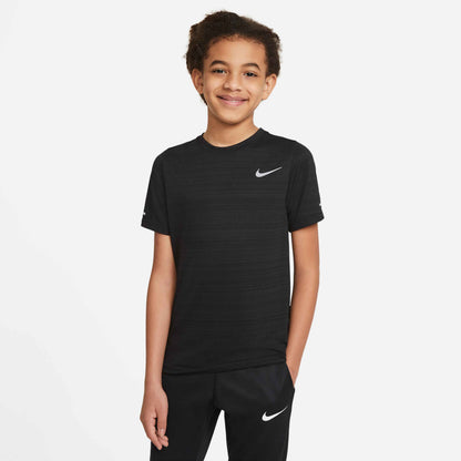 Nike Boy's Dri-FIT Short Sleeve Miler Top - Black - DD3055-010