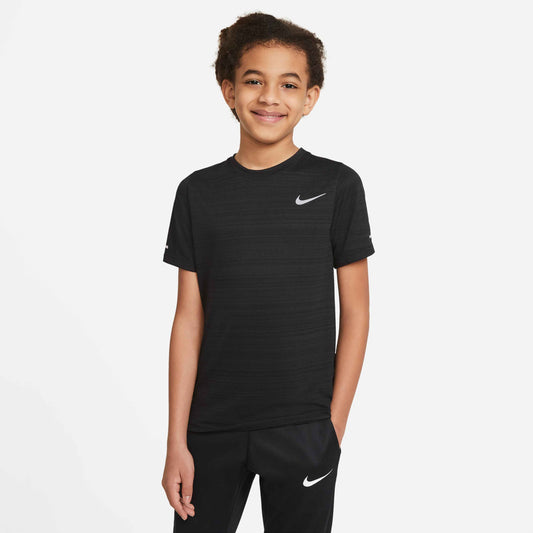 Nike Boy's Dri-FIT Short Sleeve Miler Top - Black - DD3055-010