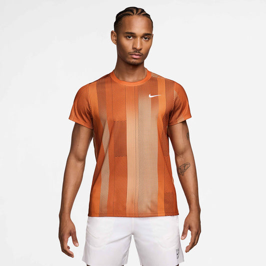 Nike Men's NikeCourt Dri-FIT Victory Top Print - Campfire Orange - HM6505-893