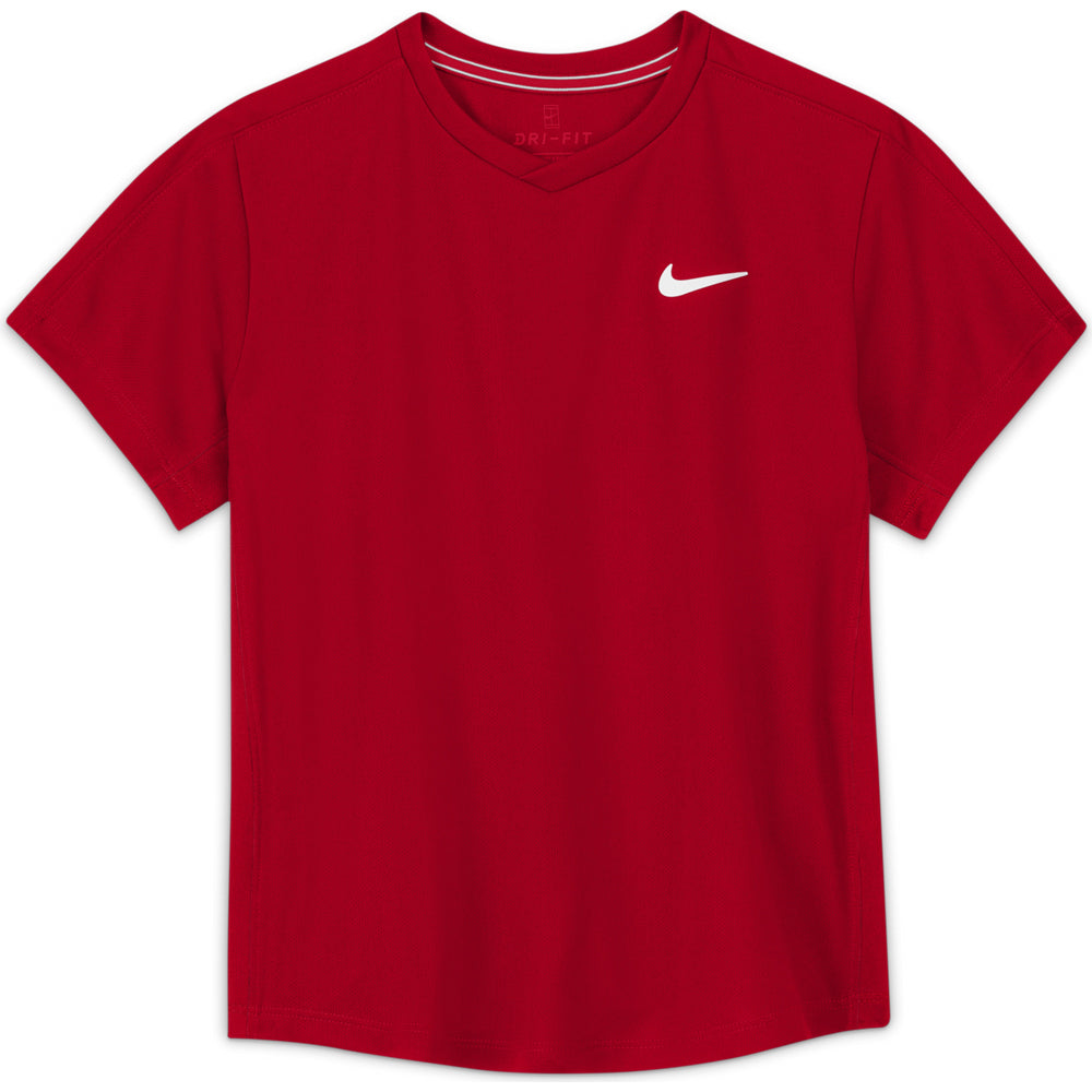 Nike Boy's NikeCourt Dri-FIT Victory Short Sleeve Top - Red - CV7565-657
