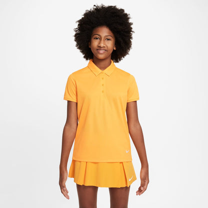 Nike Girl's Dri-FIT Victory Short Sleeve Solid Polo - Vivid Orange White - DN1967-836