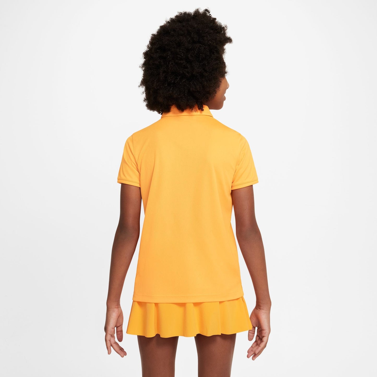 Nike Girl's Dri-FIT Victory Short Sleeve Solid Polo - Vivid Orange White - DN1967-836