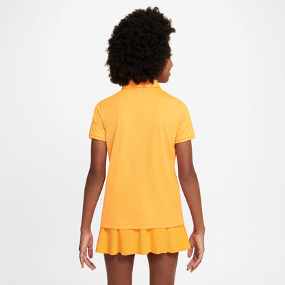 Nike Girl's Dri-FIT Victory Short Sleeve Solid Polo - Vivid Orange White - DN1967-836