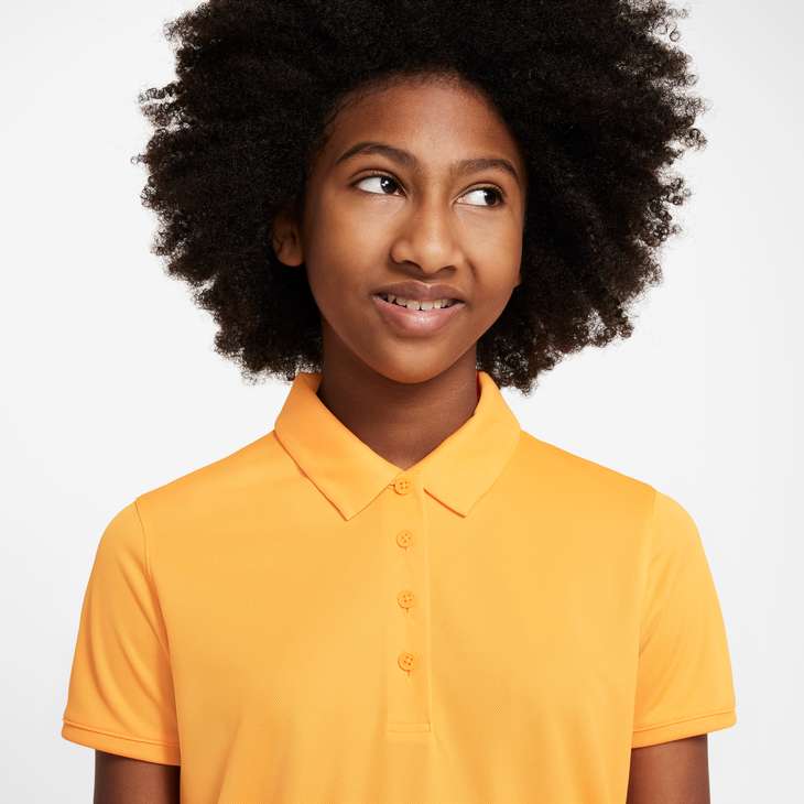 Nike Girl's Dri-FIT Victory Short Sleeve Solid Polo - Vivid Orange White - DN1967-836