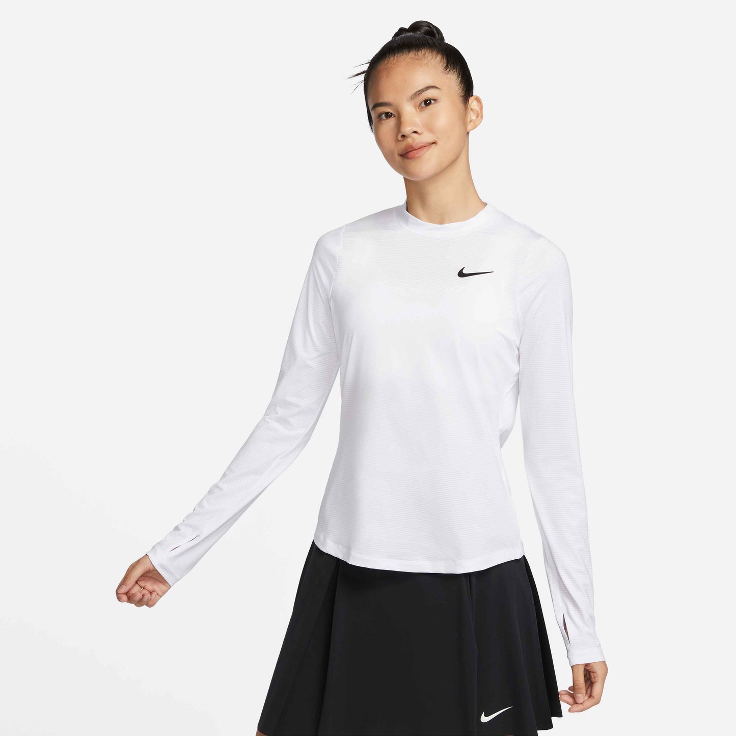 Nike Women's Dri-FIT Victory Long Sleeve Print Top - White - DH2068-100